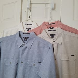 EUC Eddie Bauer cotton and linen short sleeve shirts. Lot of 4.